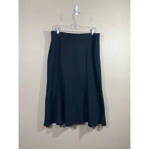 Lands End Womens Ponte Boot Skirt L Black Classic Minimalist Modest Capsule NWT